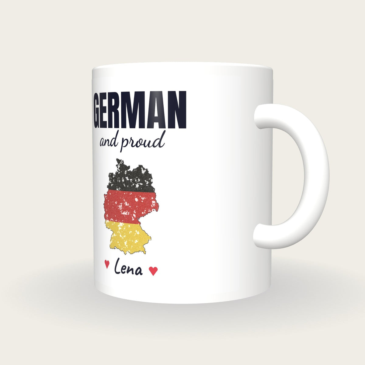Personalised Germany Map Mug, German And Proud, three-quarter view