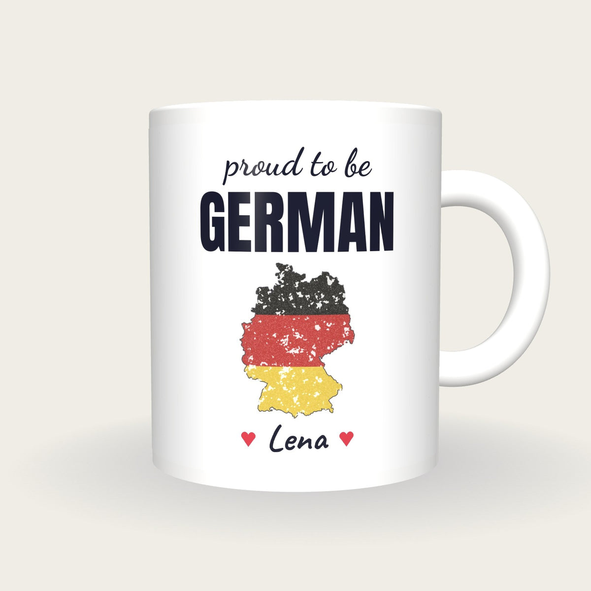 Personalised Germany Map Mug, Proud To Be German, front