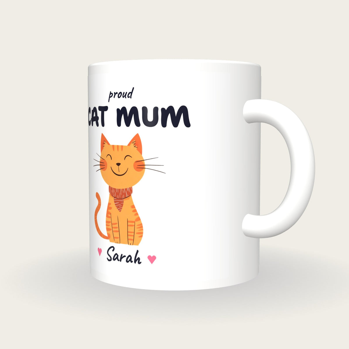 Personalised Ginger Cat Mug, Cat Mum, three-quarter view