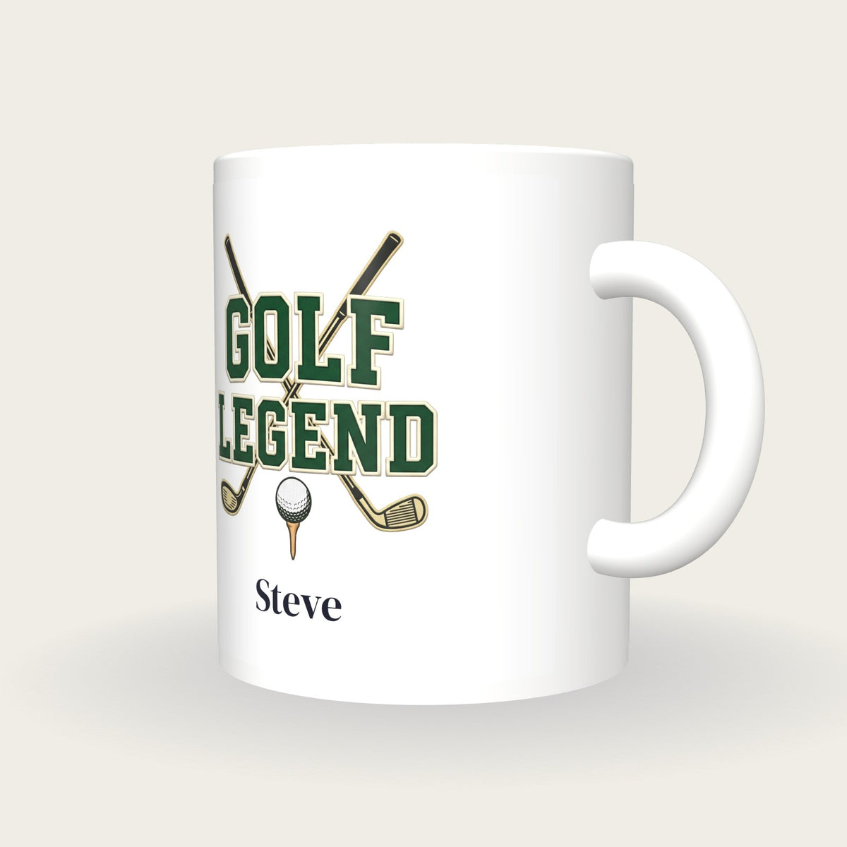 Personalised Golf Legend Mug, three-quarter view