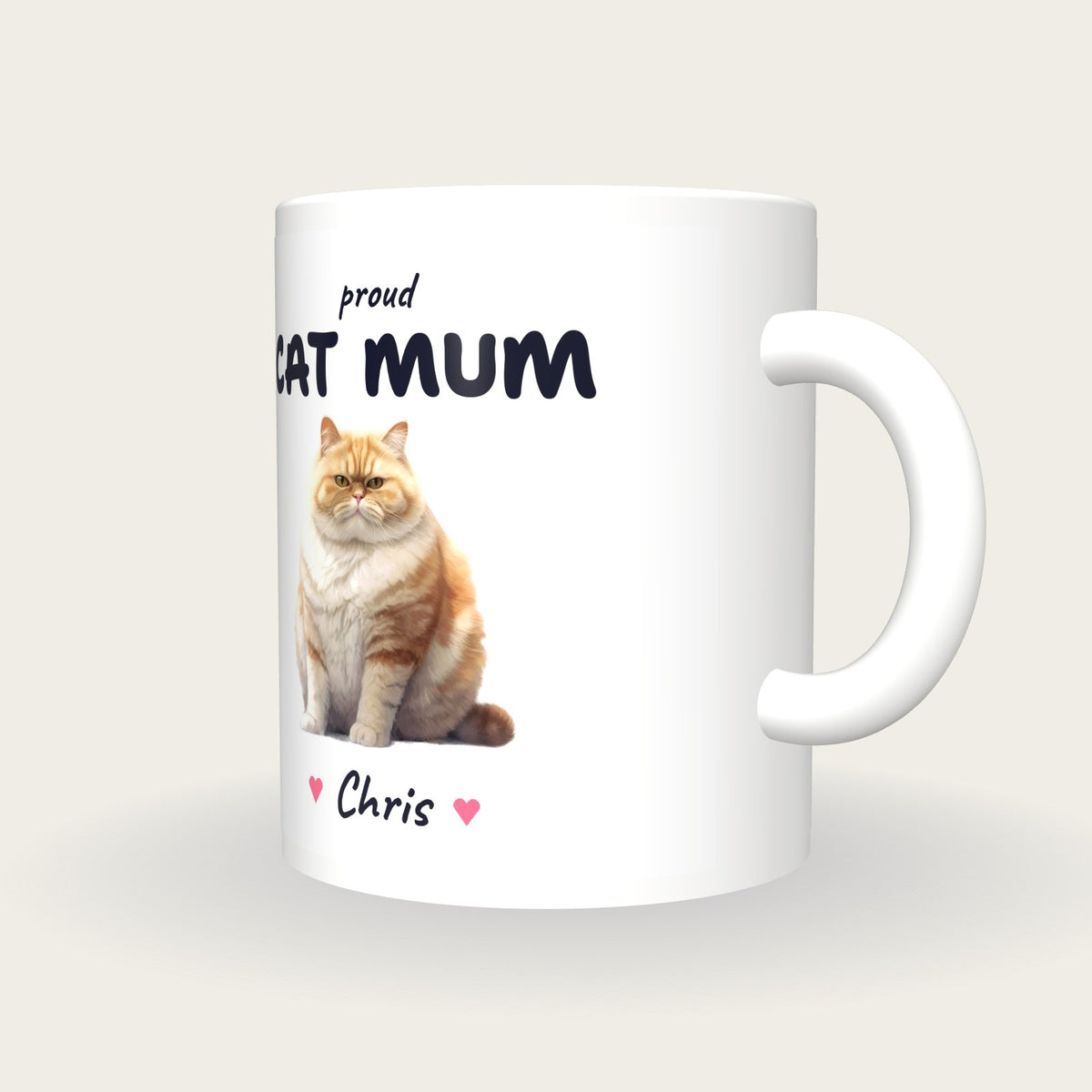 Personalised Grumpy Cat Mug, Cat Mum, three-quarter view