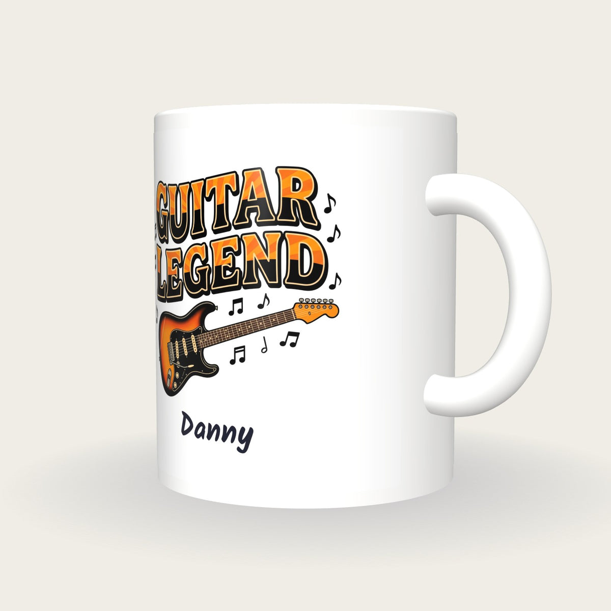 Personalised Guitar Legend Mug, three-quarter view