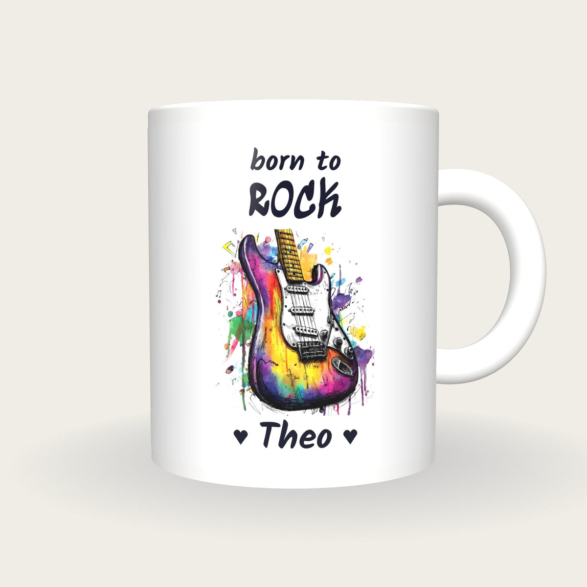 Personalised Guitar Mug, Born To Rock, front