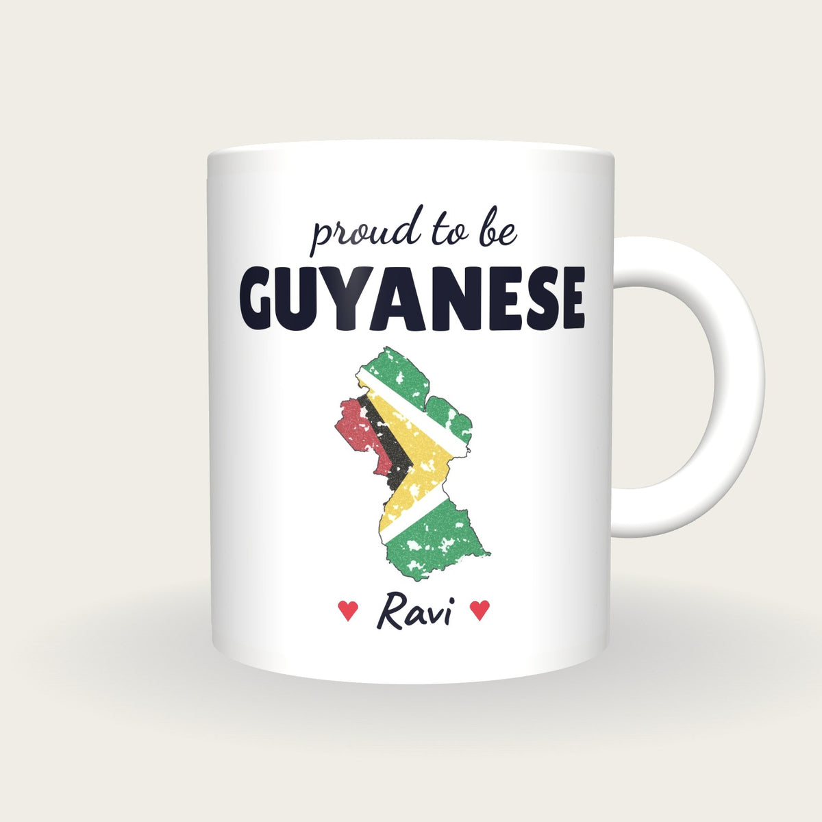 Personalised Guyana Map Mug, Proud To Be Guyanese, front