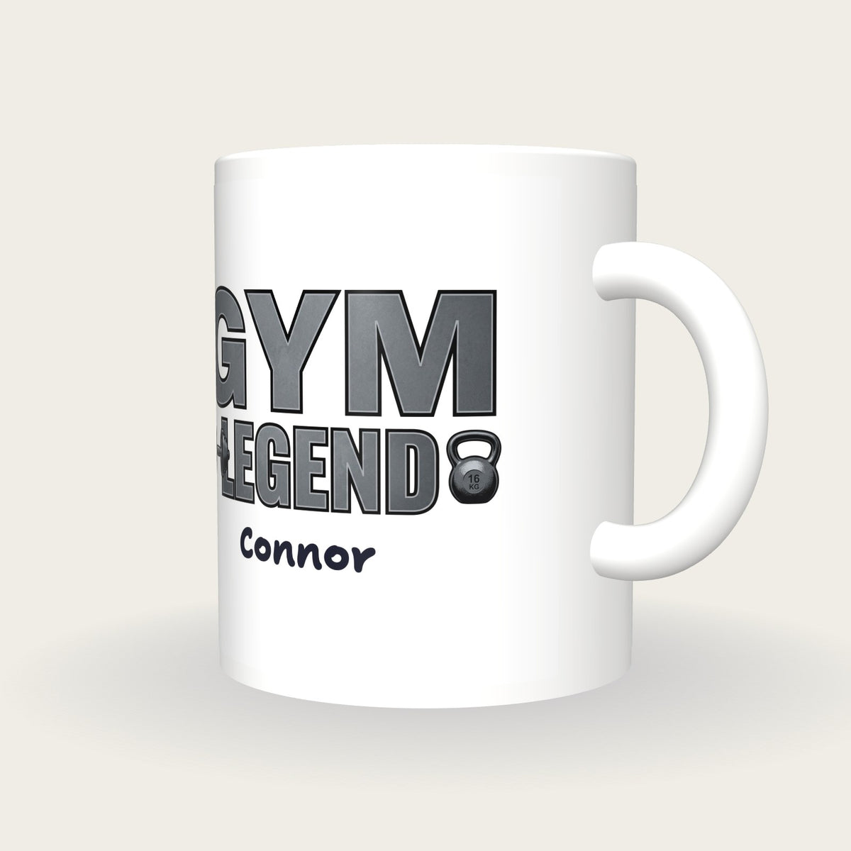 Personalised Gym Legend Mug, three-quarter view