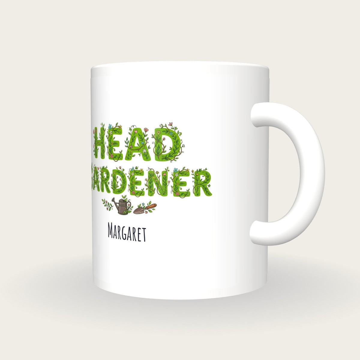 Personalised Head Gardener Mug, three-quarter view