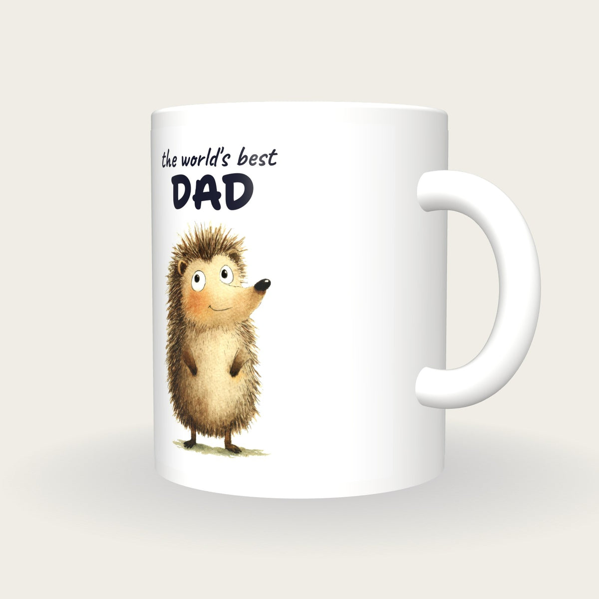 Personalised Hedgehog Mug, Best Dad, three-quarter view