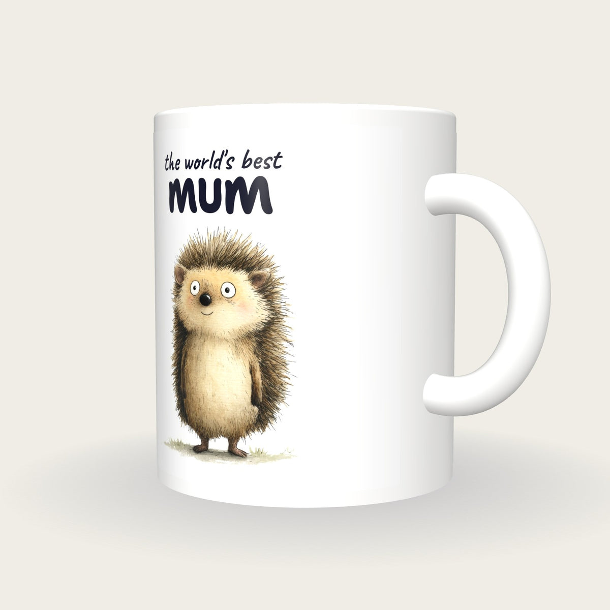 Personalised Hedgehog Mug, Best Mum, three-quarter view