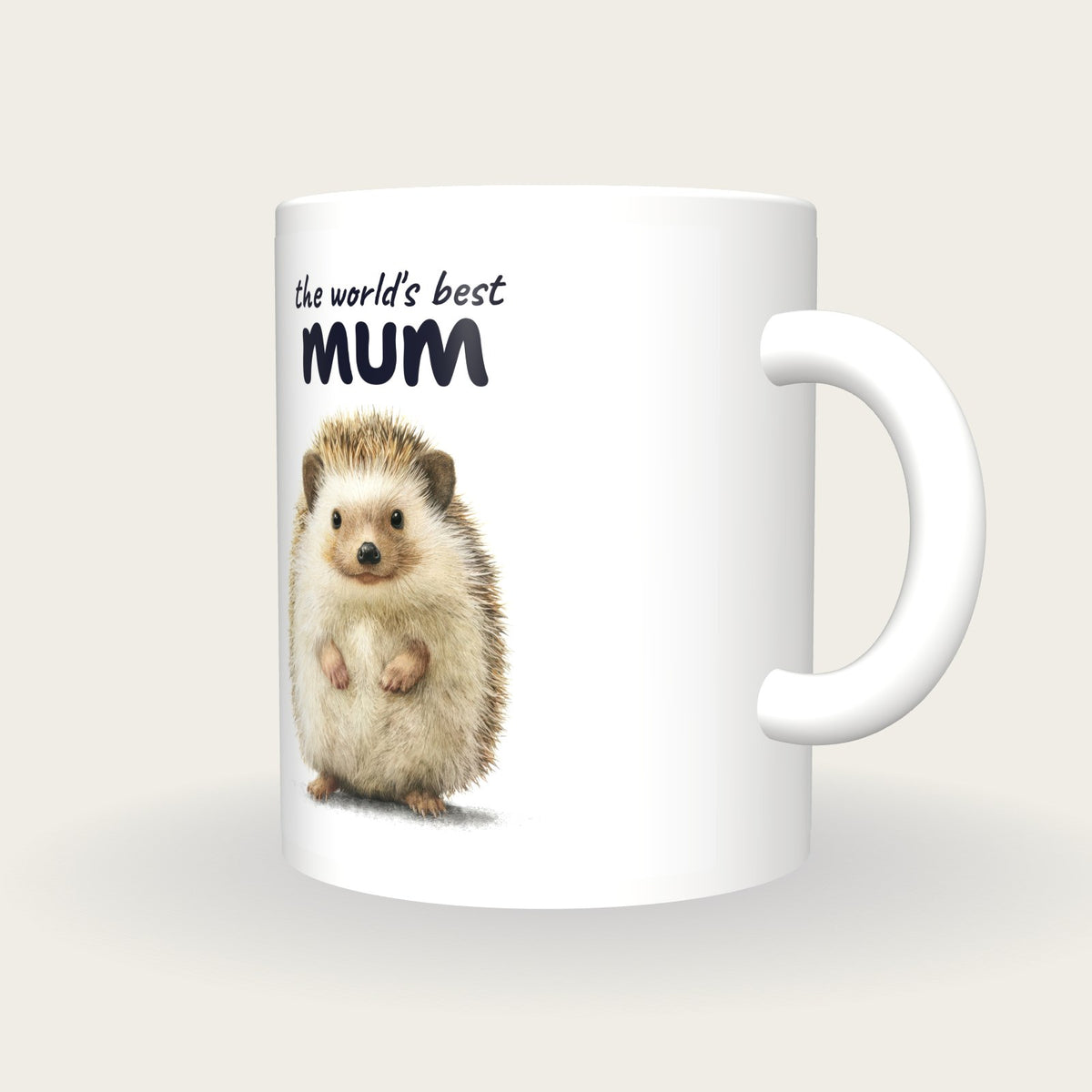Personalised Hedgehog Mug, Best Mum, three-quarter view
