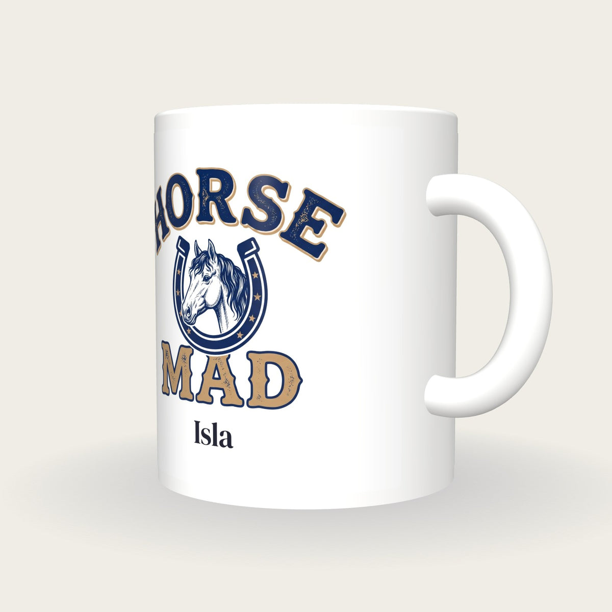 Personalised Horse Mad Mug, three-quarter view