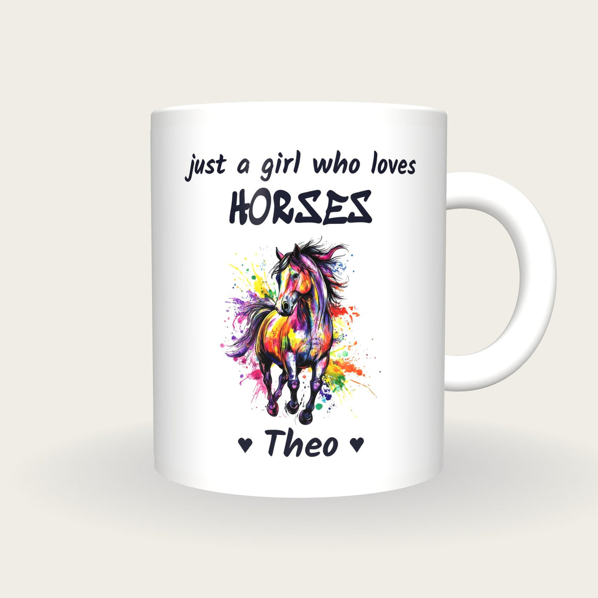 Personalised Horse Mug, Just A Girl Who Loves Horses, front