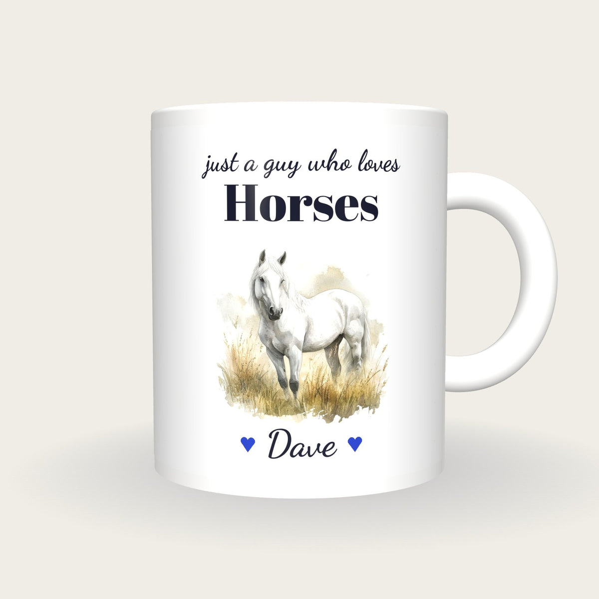 Personalised Horse Mug, Just A Guy Who Loves Horses, front