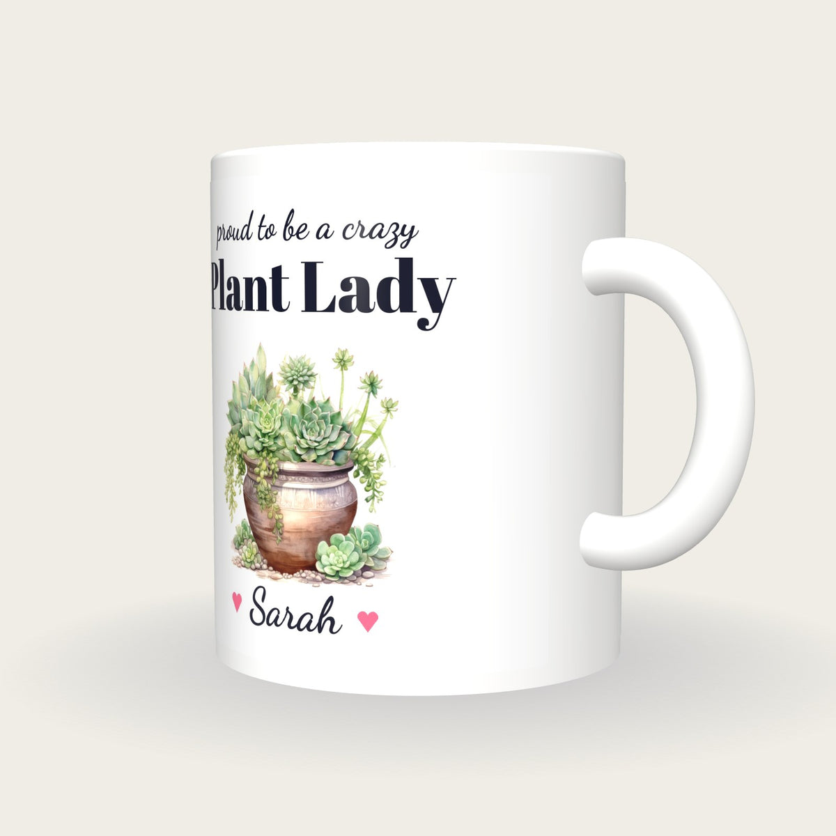 Personalised House Plant Mug, Crazy Plant Lady, three-quarter view