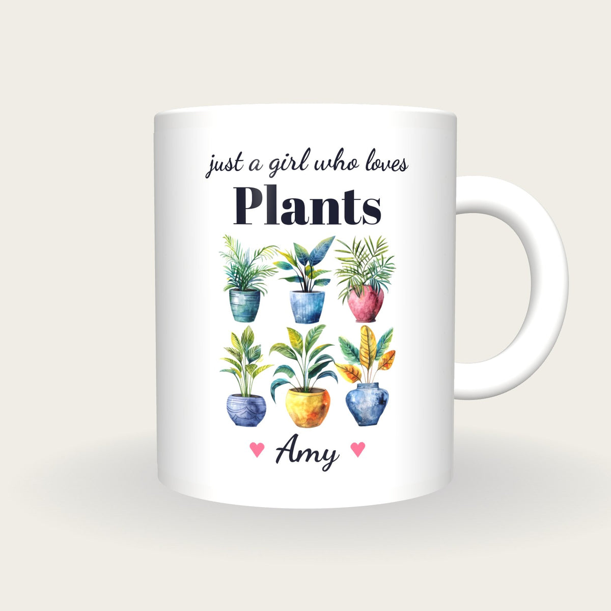 Personalised House Plant Mug, Just A Girl Who Loves Plants, front