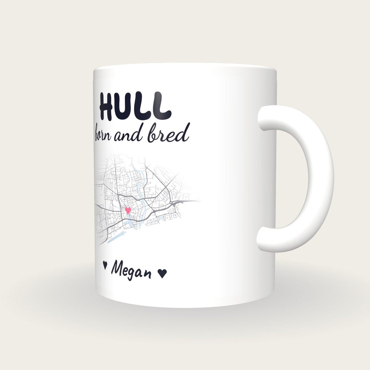 Personalised Hull Map Mug, Hull Born And Bred, three-quarter view