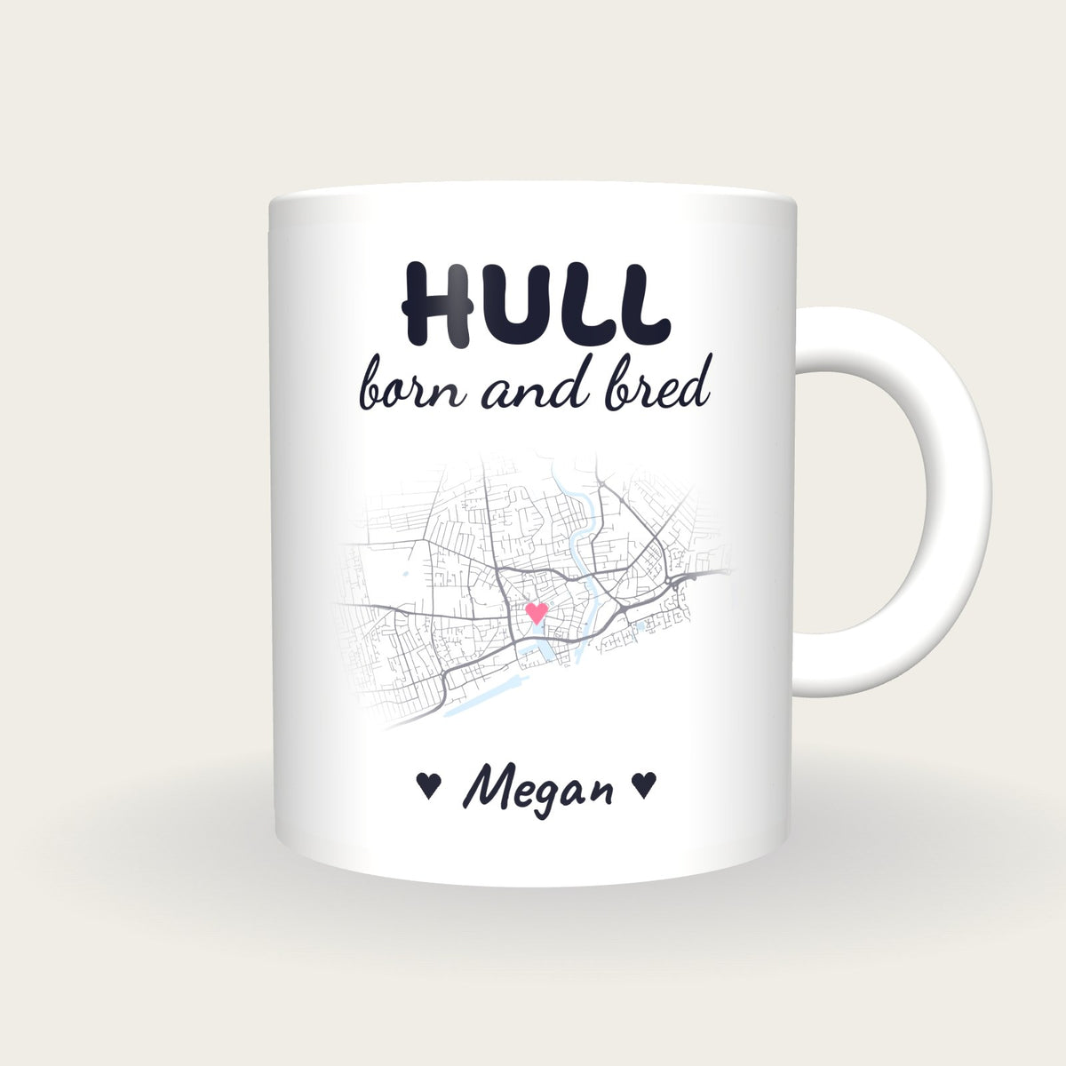 Personalised Hull Map Mug, Hull Born And Bred, front