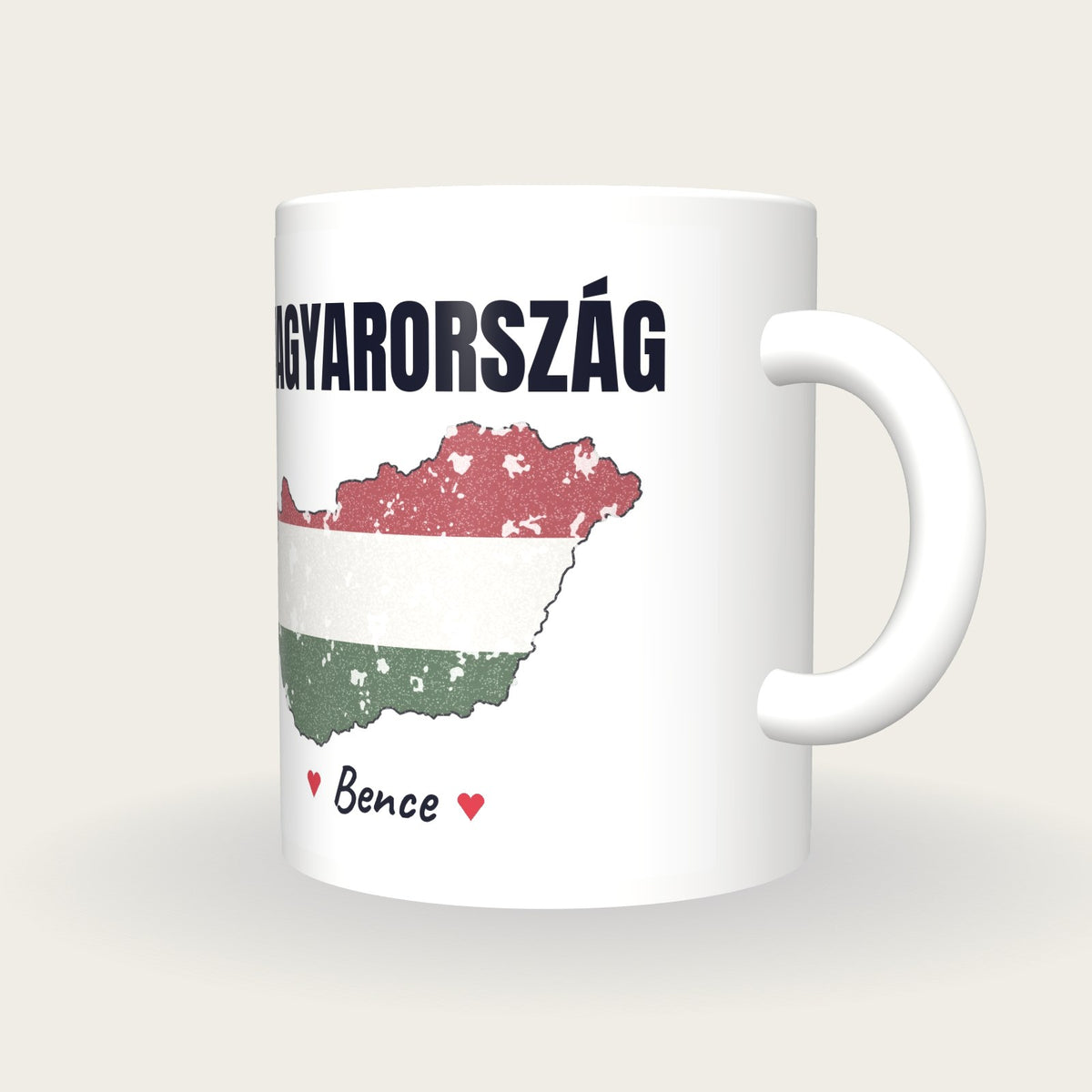 Personalised Hungary Map Mug, Magyarország, three-quarter view
