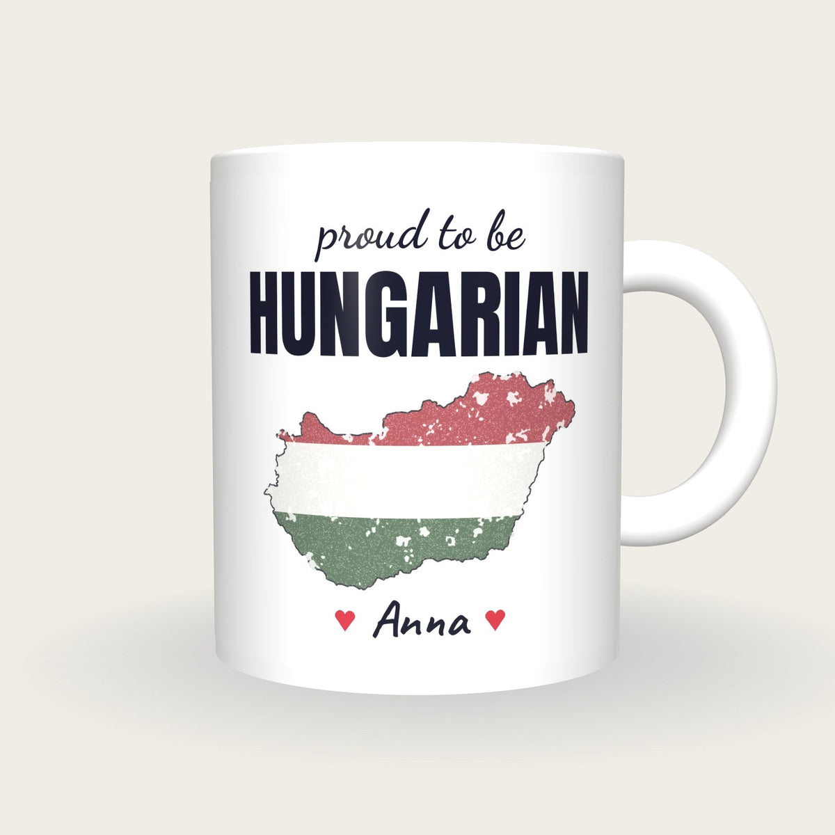 Personalised Hungary Map Mug, Proud To Be Hungarian, front