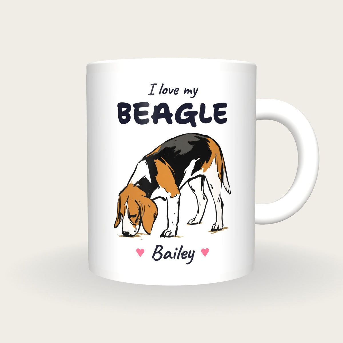 Personalised I Love My Beagle Mug, front