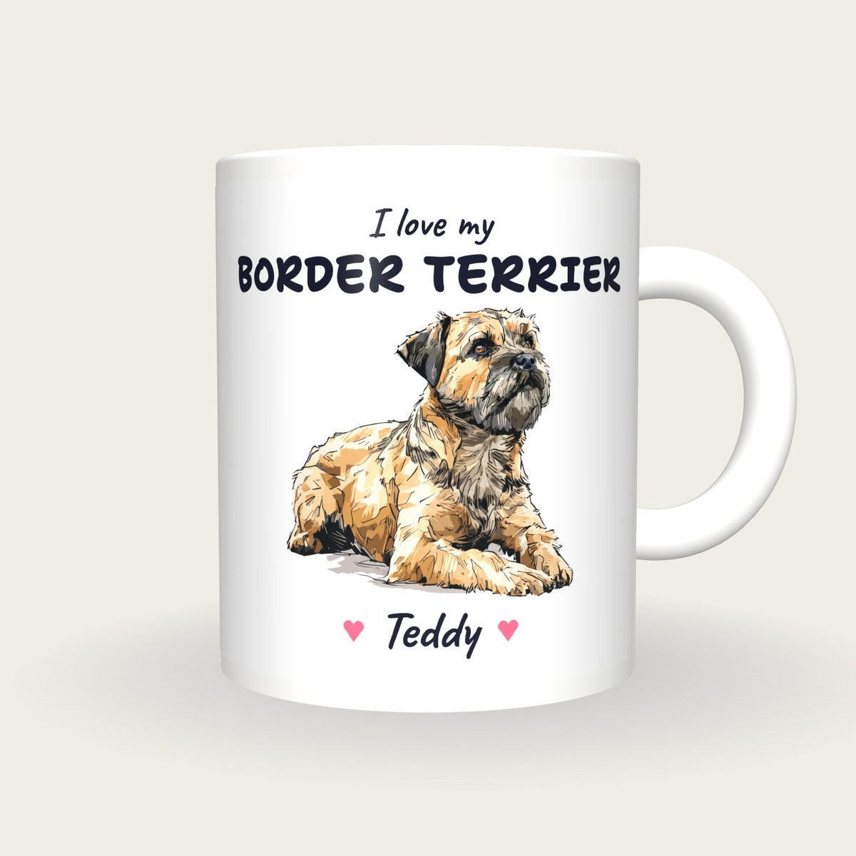Personalised I Love My Border Terrier Mug, front