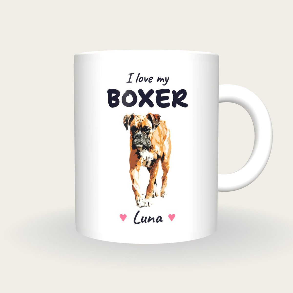Personalised I Love My Boxer Mug, front