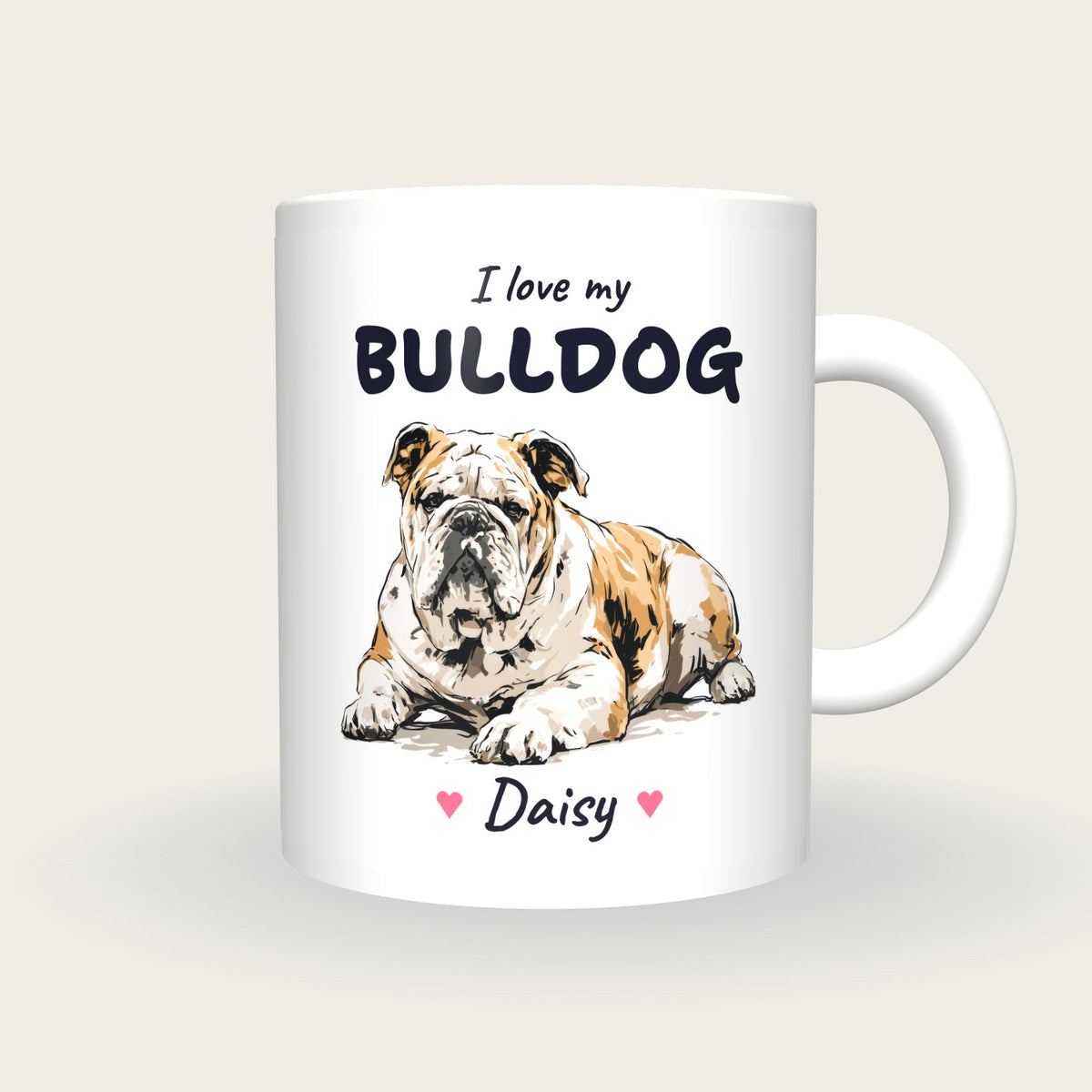 Personalised I Love My Bulldog Mug, front