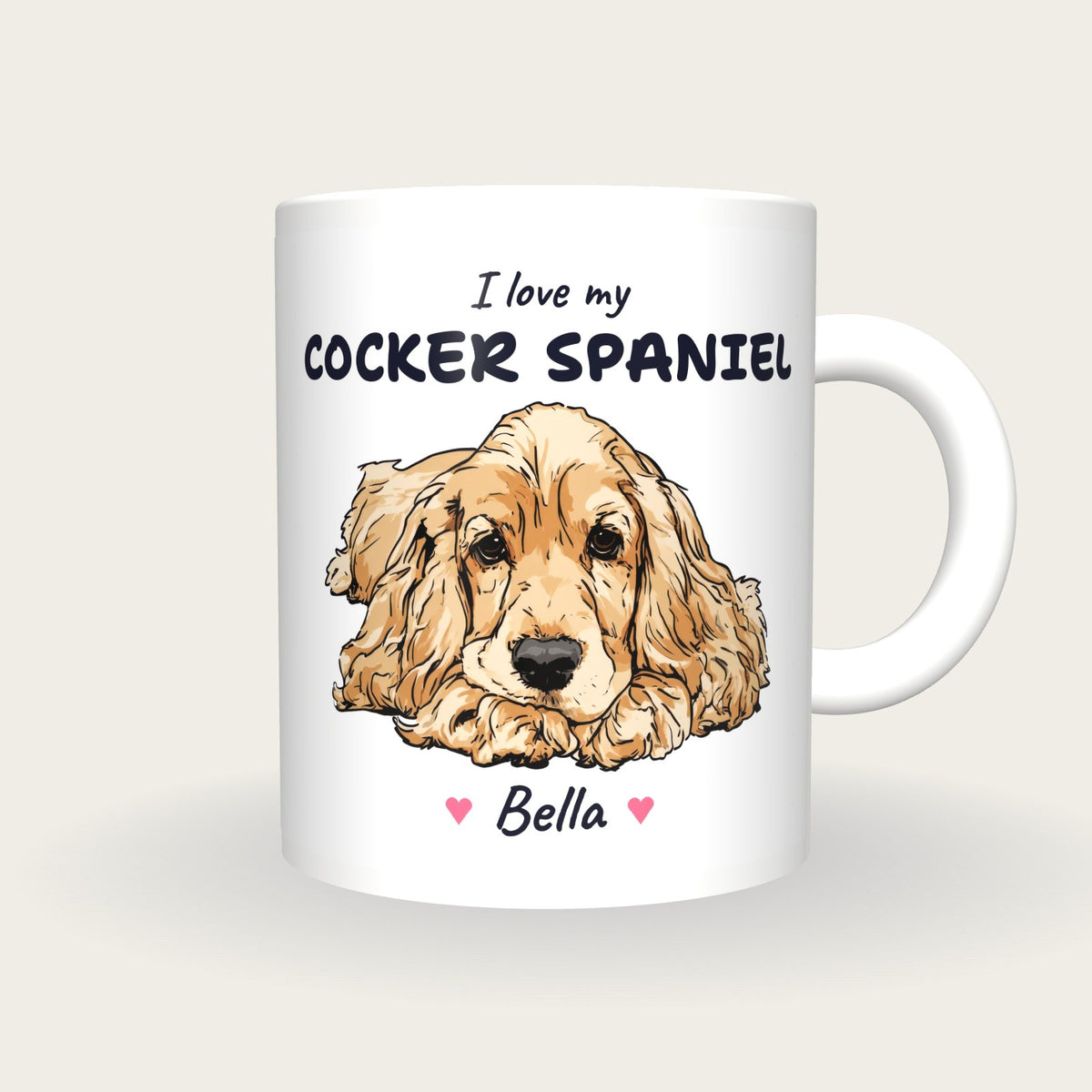 Personalised I Love My Cocker Spaniel Mug, front