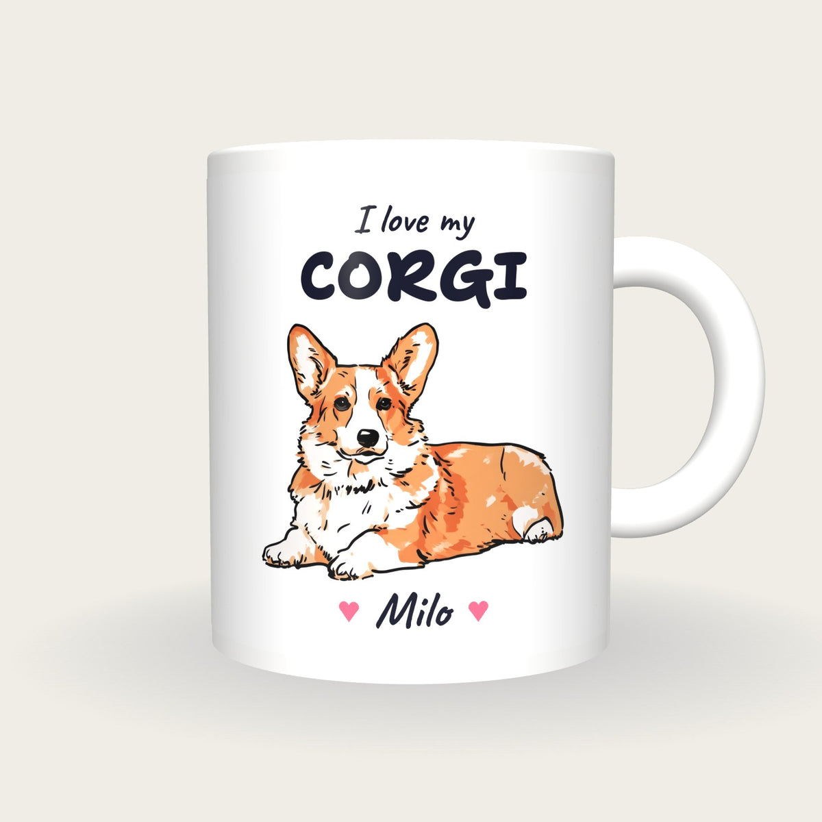 Personalised I Love My Corgi Mug, front