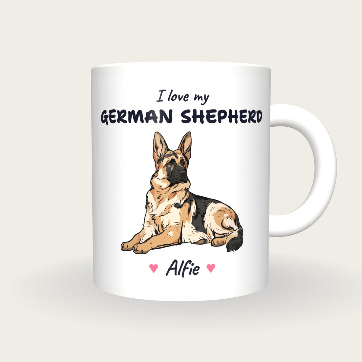 Personalised I Love My German Shepherd Mug, front