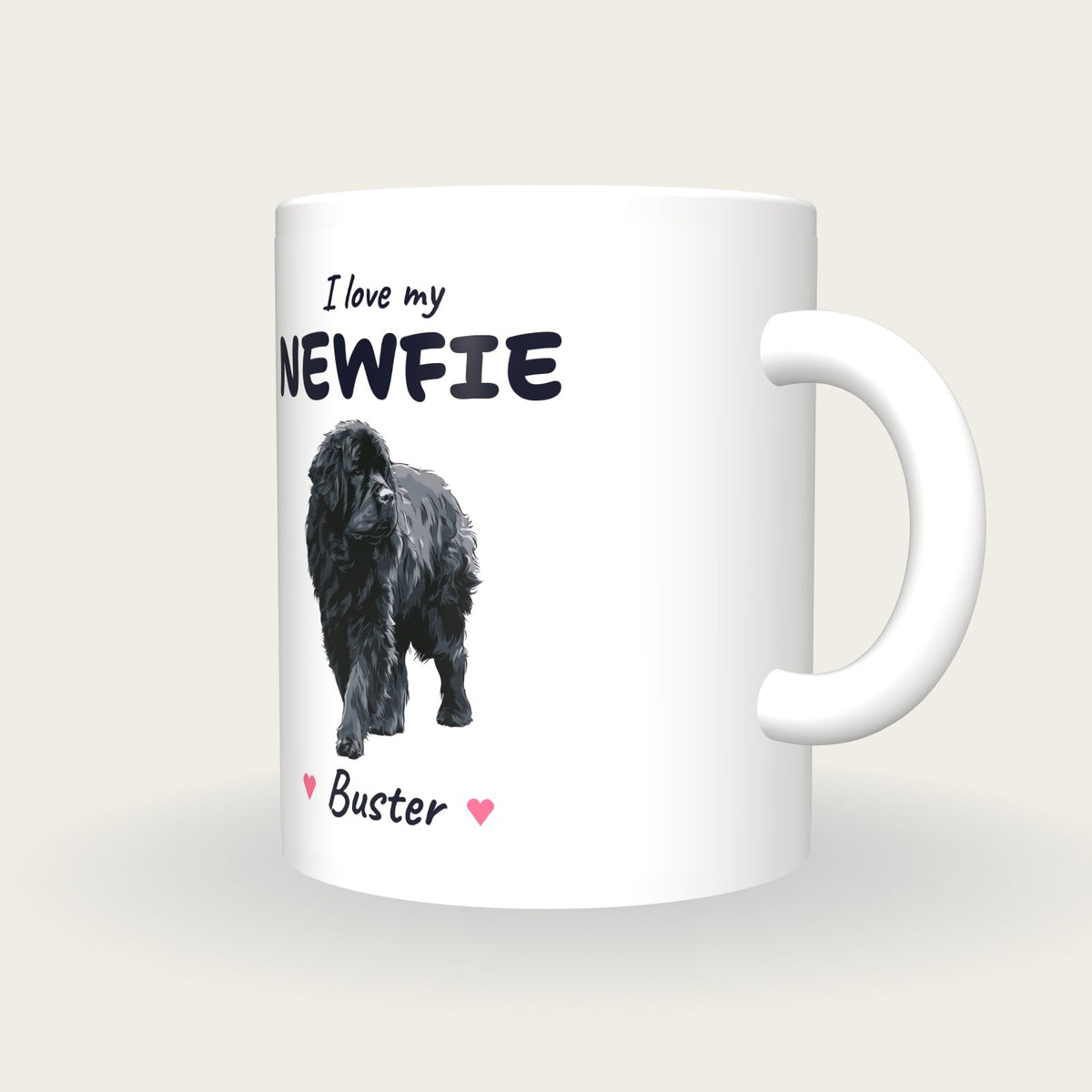Personalised I Love My Newfoundland Mug, three-quarter view