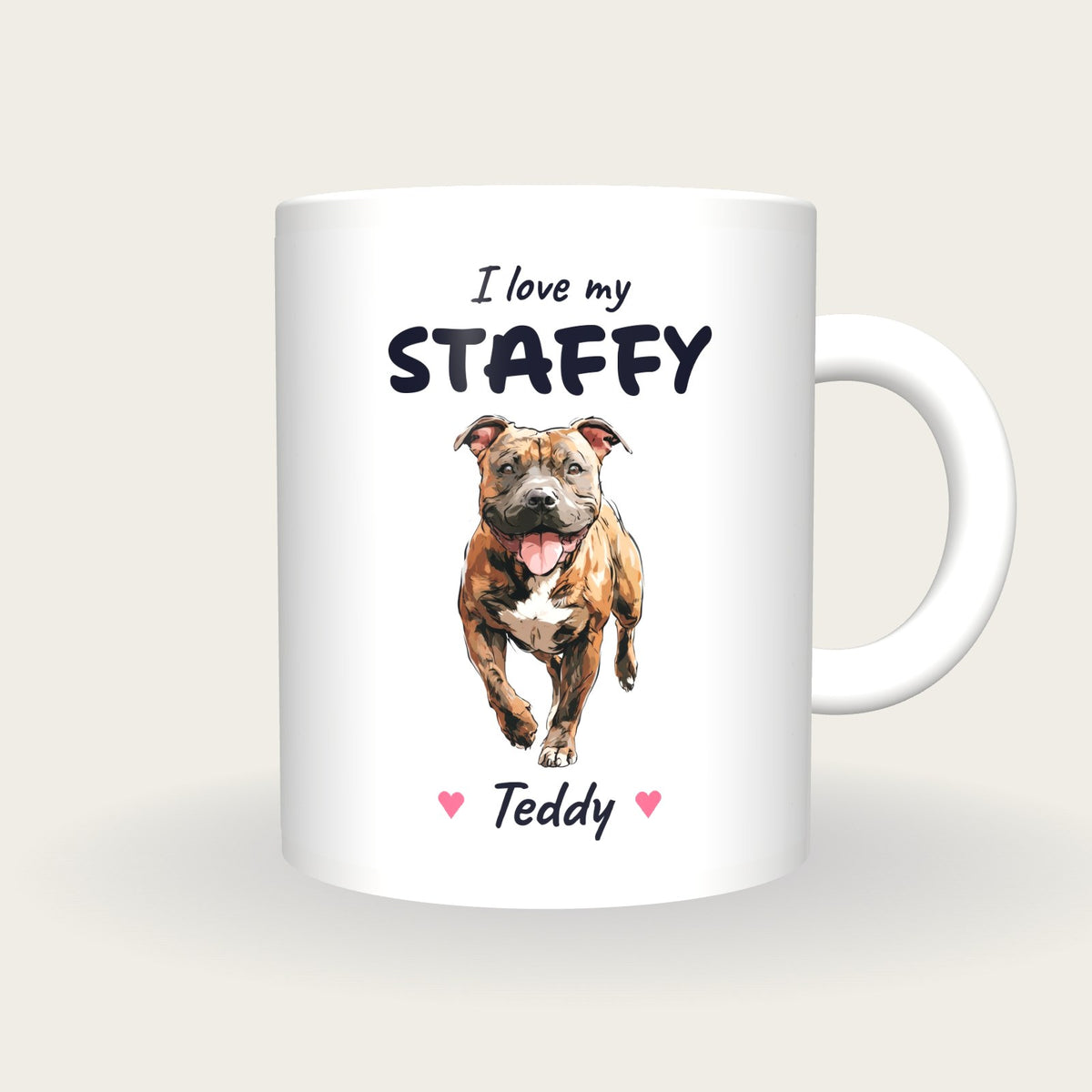 Personalised I Love My Staffy Mug, front