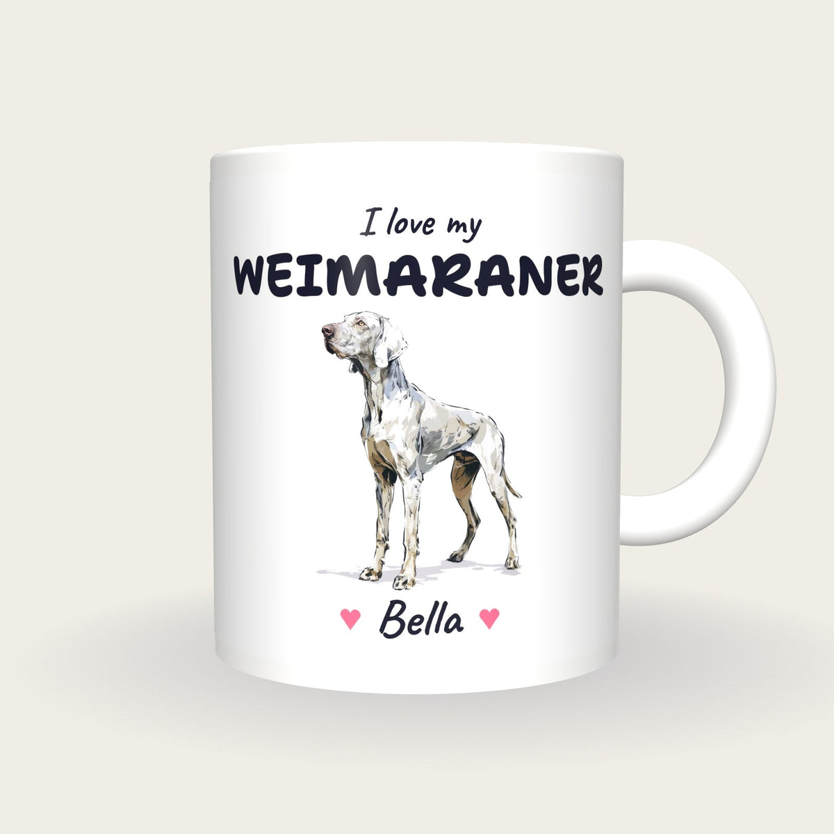 Personalised I Love My Weimaraner Mug, front