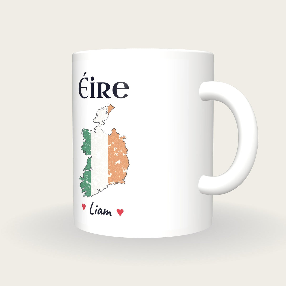 Personalised Ireland Map Mug, Éire, three-quarter view