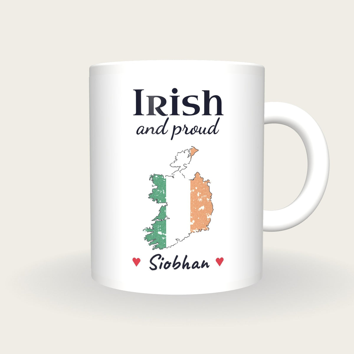 Personalised Ireland Map Mug, Irish And Proud, front
