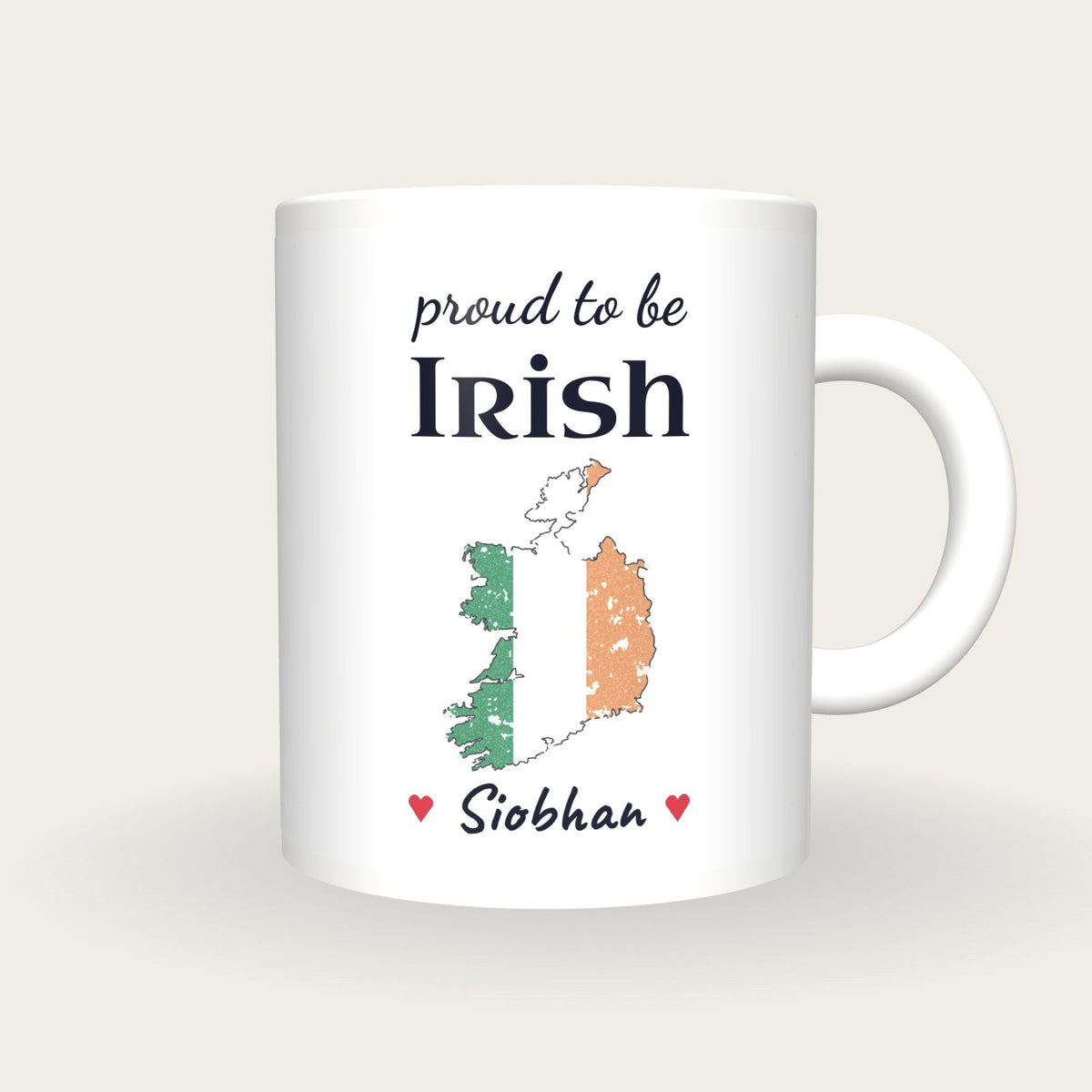 Personalised Ireland Map Mug, Proud To Be Irish, front