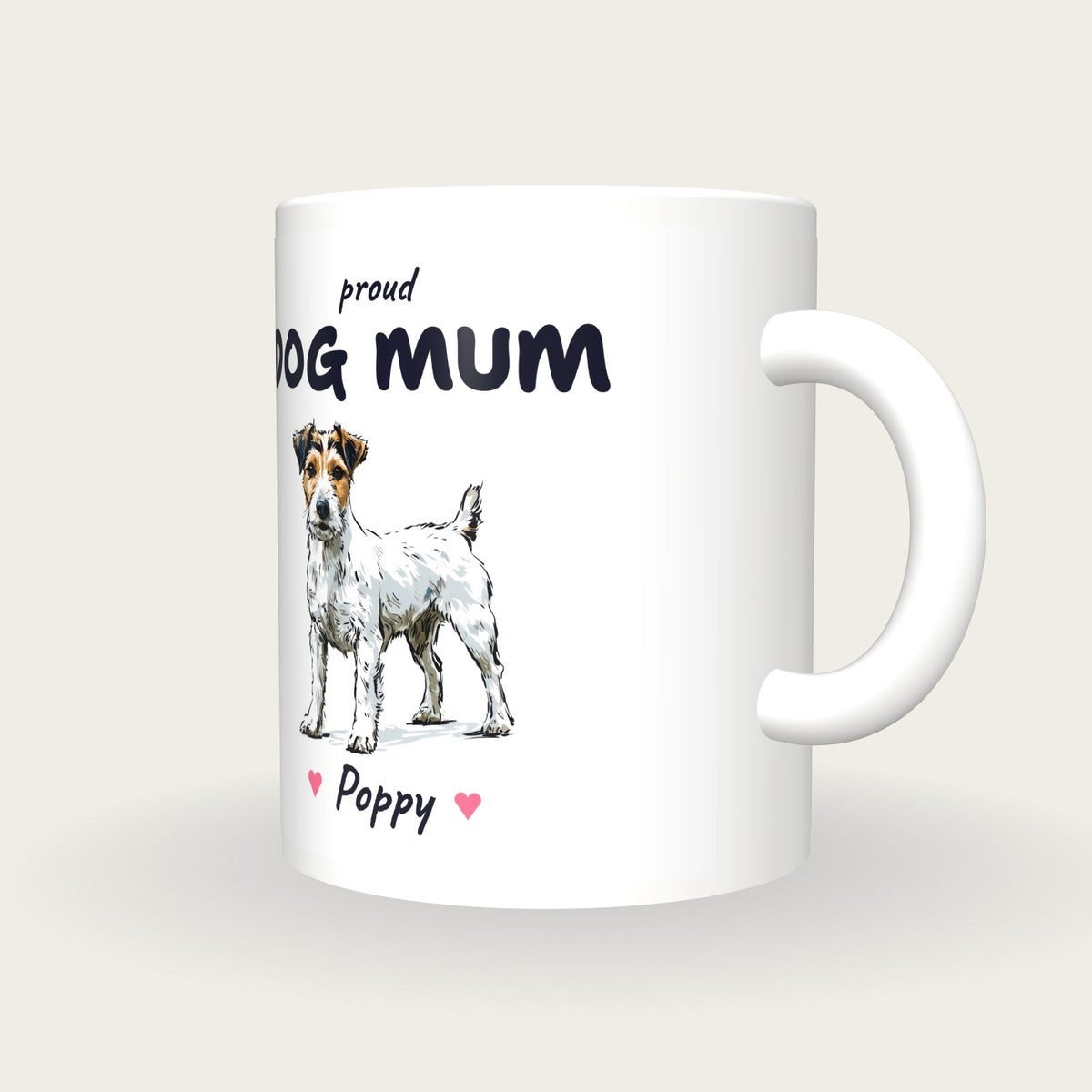 Personalised Jack Russell Dog Mum Mug, three-quarter view