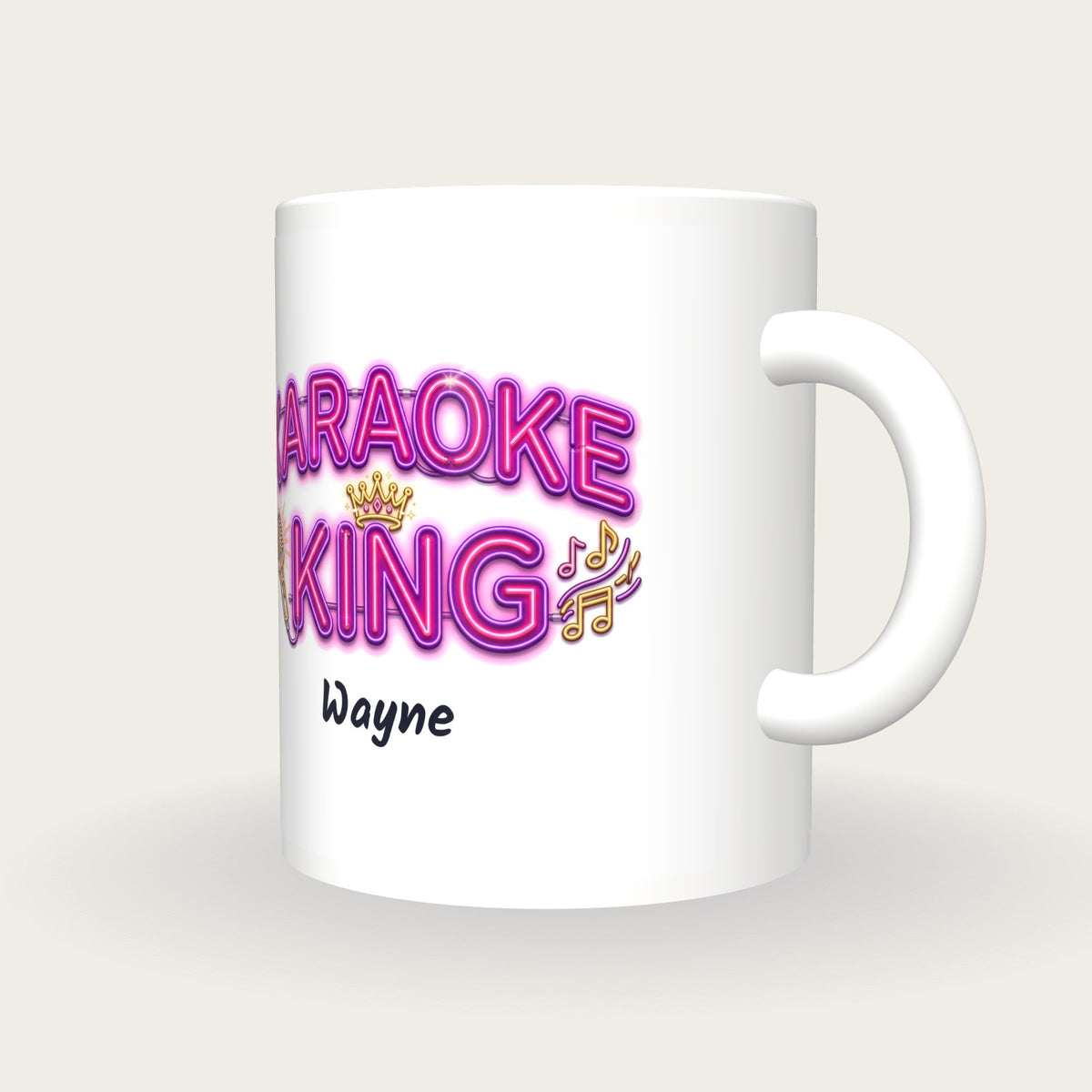 Personalised Karaoke King Mug, three-quarter view