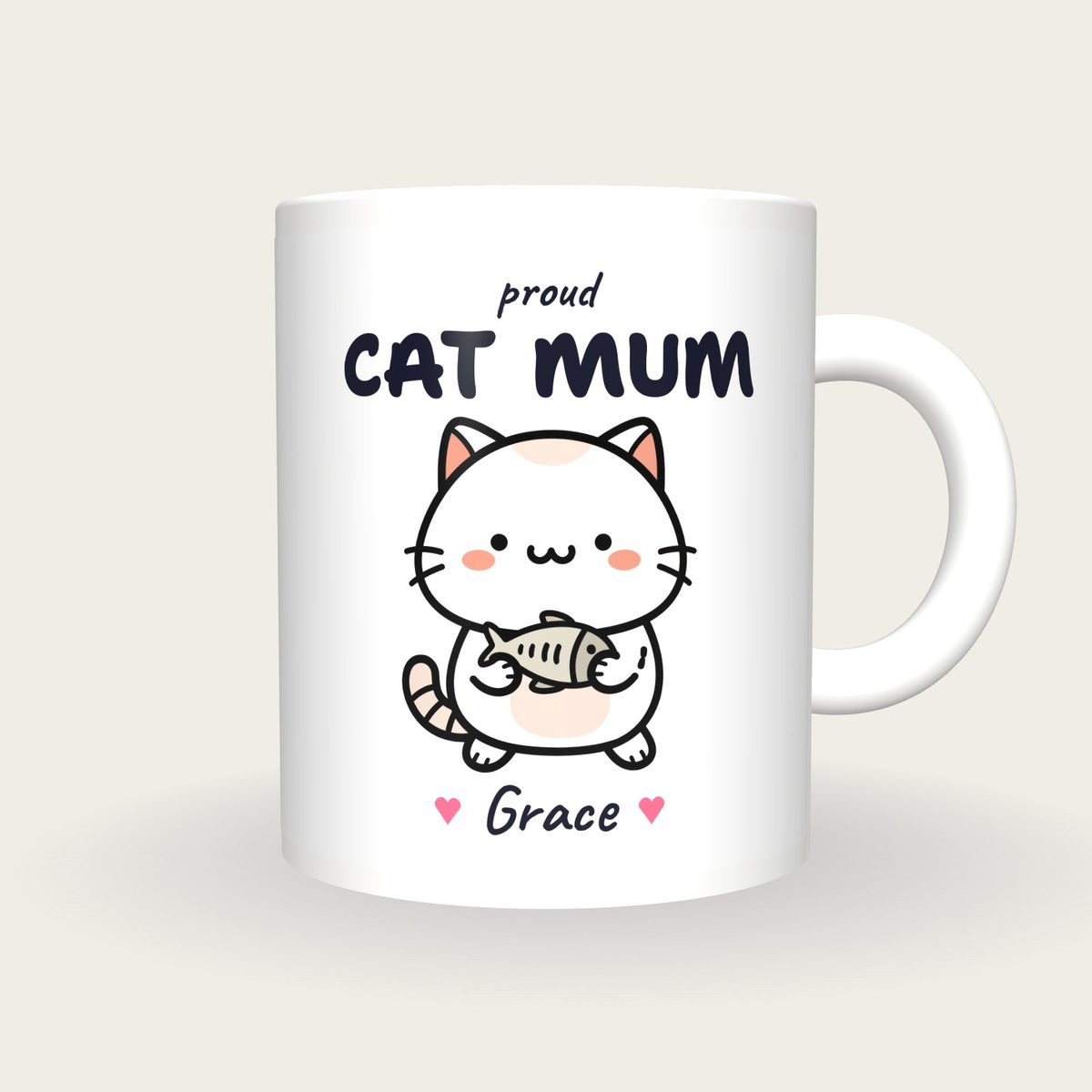 Personalised Kawaii Cat Mug, Cat Mum, front
