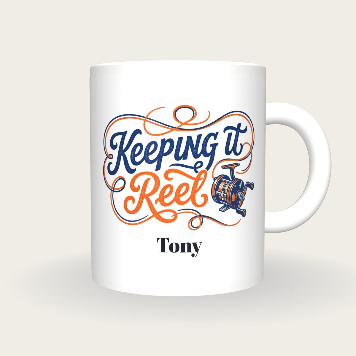 Personalised Keeping It Reel Fishing Mug, front