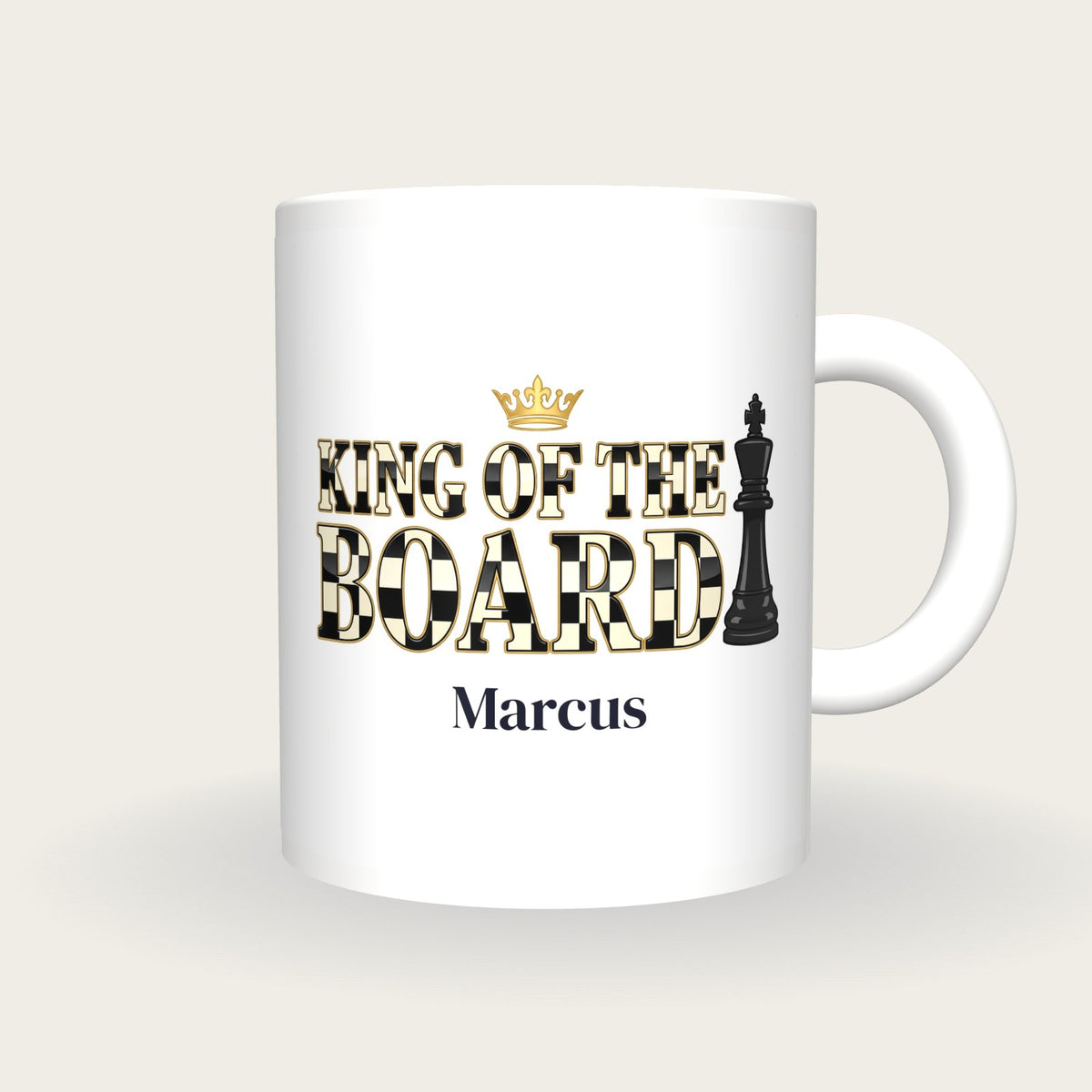 Personalised King Of The Board Chess Mug, front