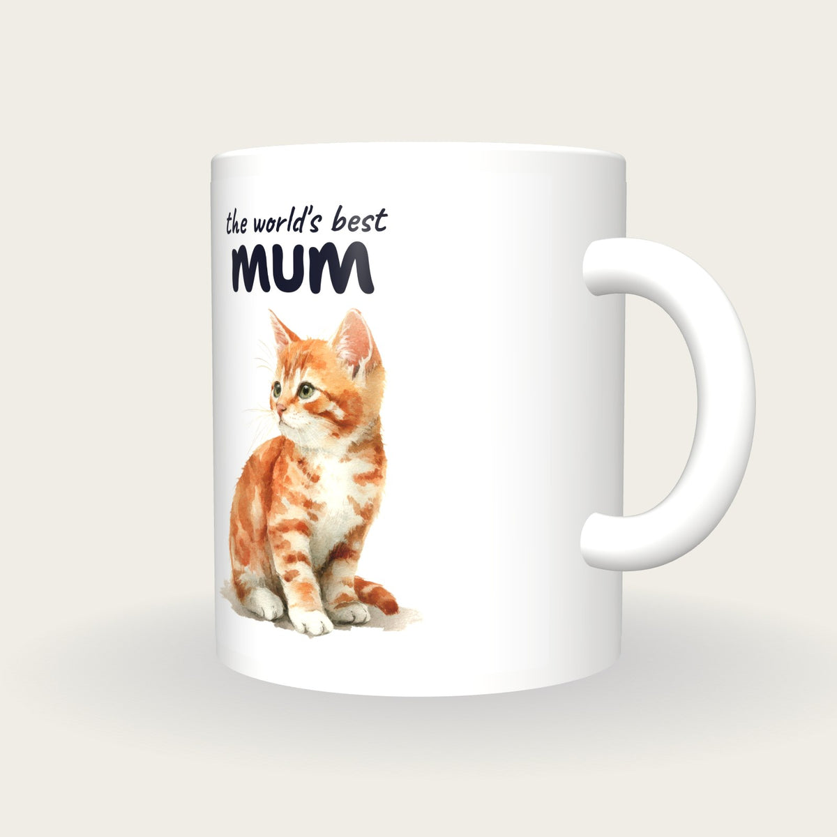 Personalised Kitten Mug, Best Mum, three-quarter view