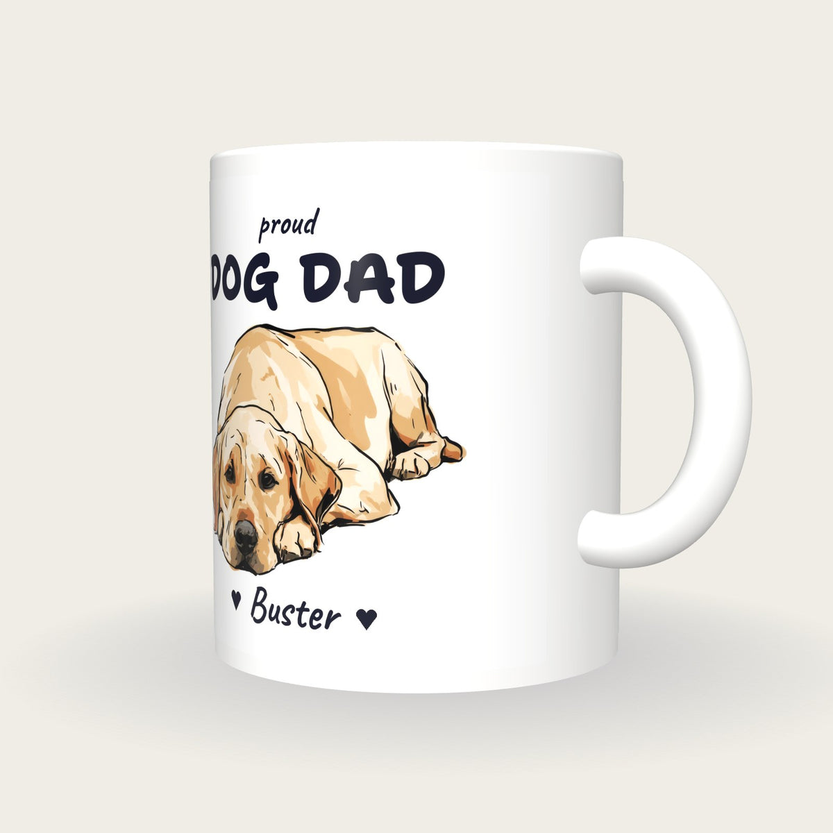 Personalised Labrador Dog Dad Mug, three-quarter view