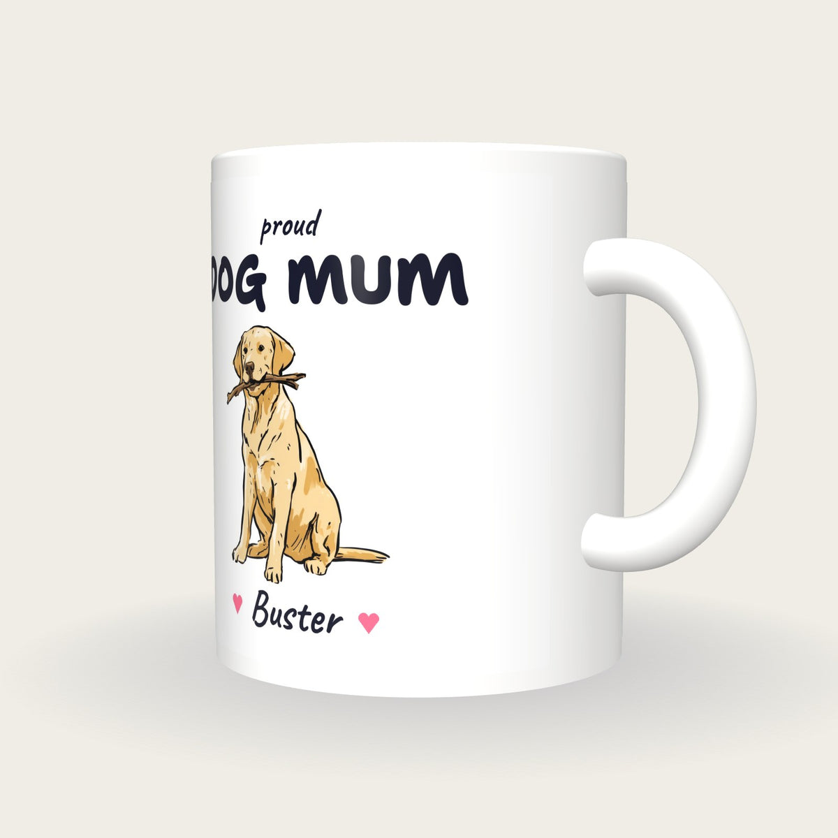 Personalised Labrador Dog Mum Mug, three-quarter view