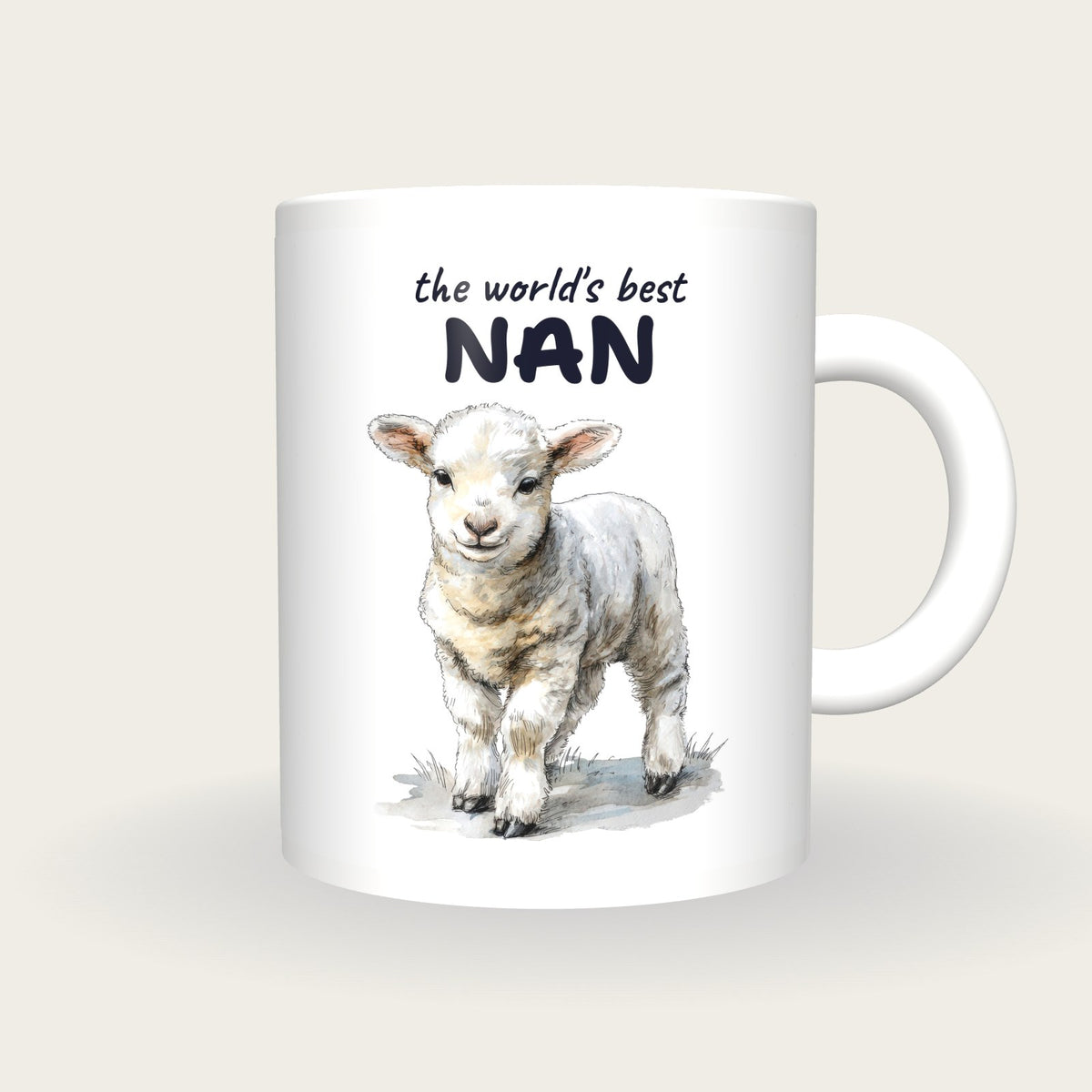 Personalised Lamb Mug, Best Nan, front