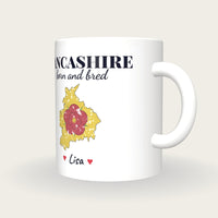 Personalised Lancashire Map Mug, Lancashire Born And Bred, three-quarter view