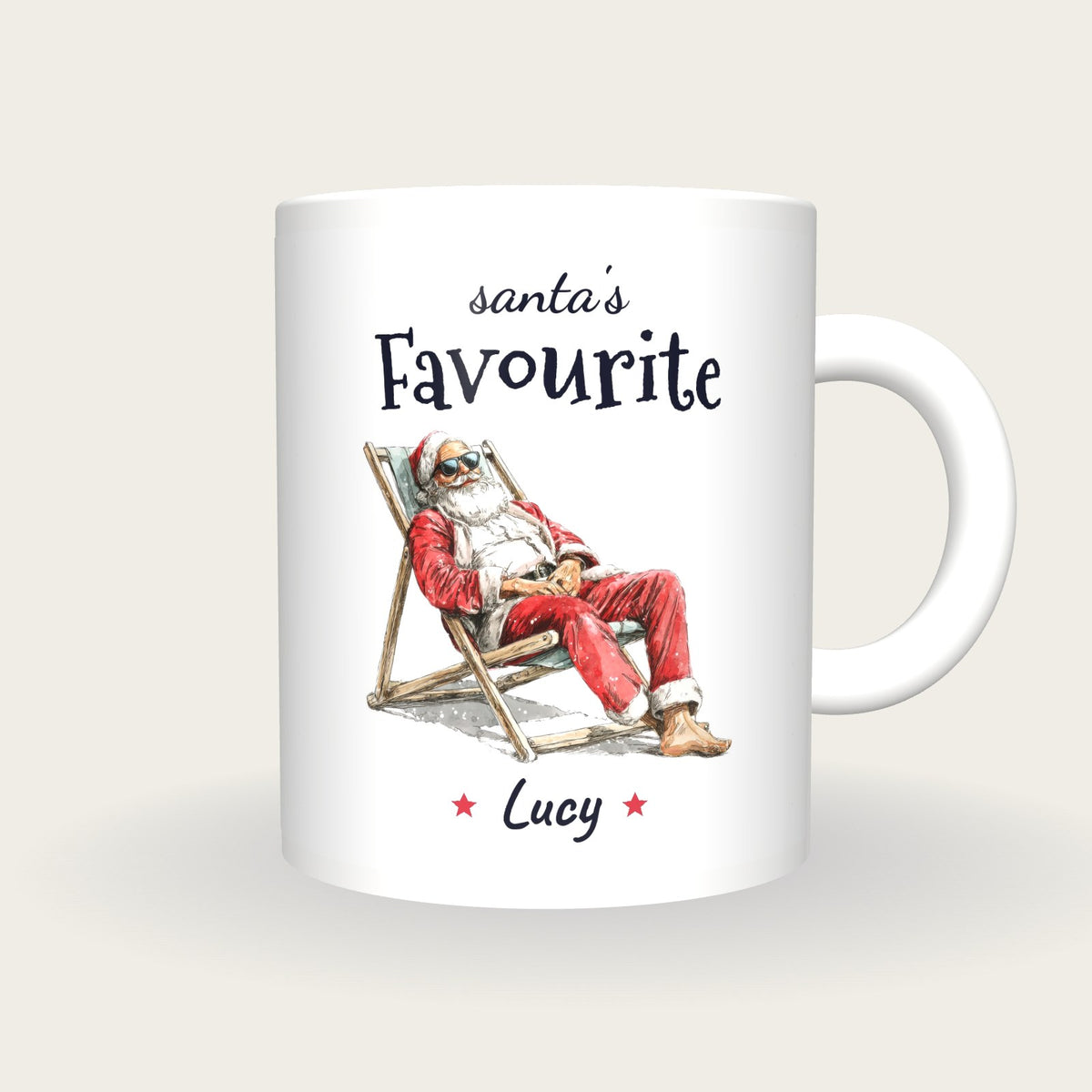 Personalised Lazy Santa Mug, Santa's Favourite, front