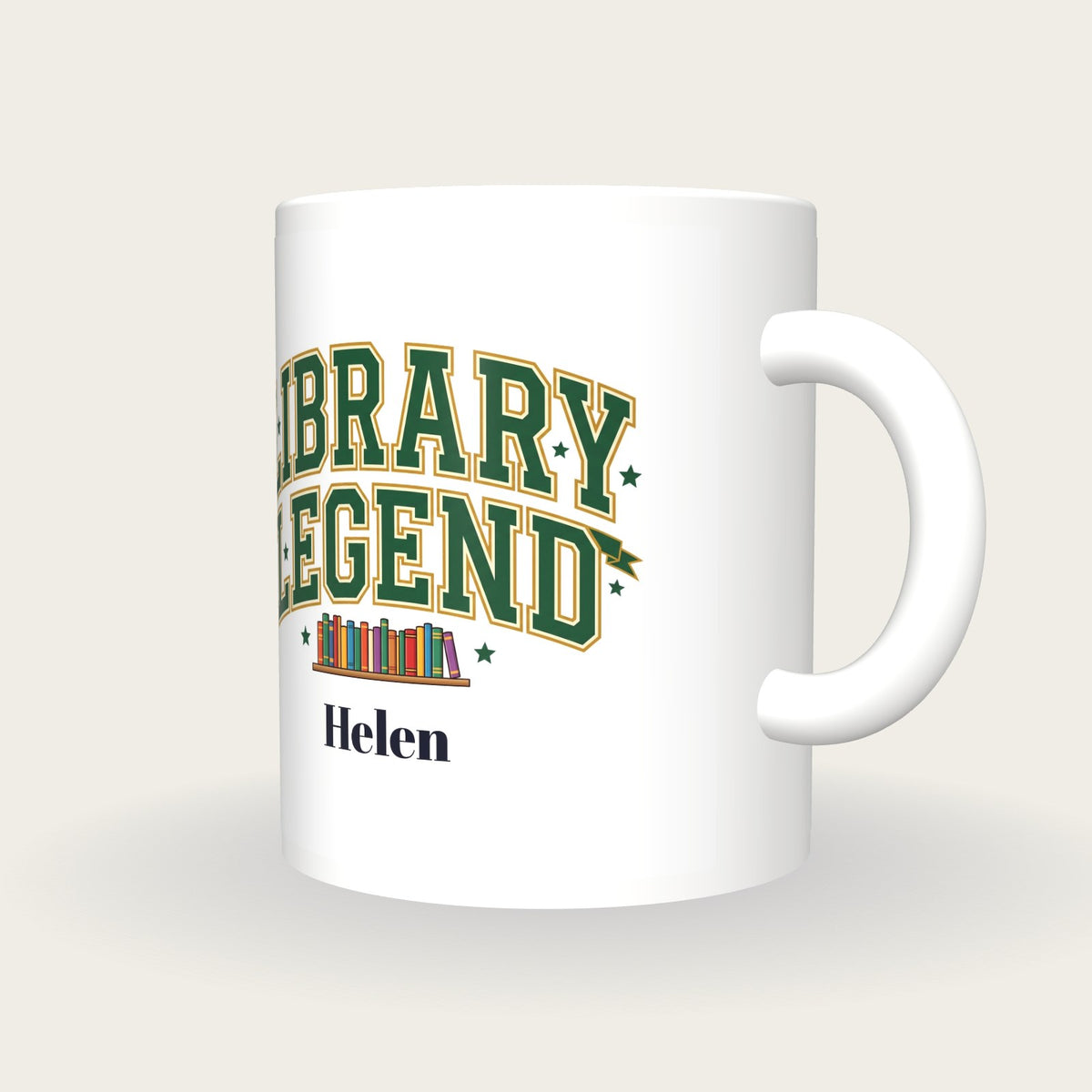 Personalised Library Legend Book Mug, three-quarter view