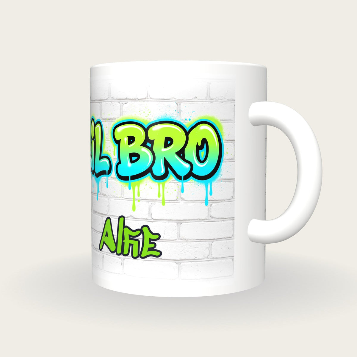 Personalised Lil Bro Graffiti Mug, three-quarter view