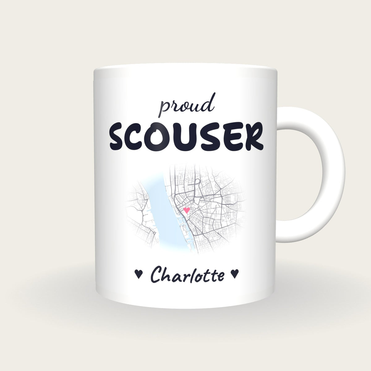 Personalised Liverpool Map Mug, Proud Scouser, front
