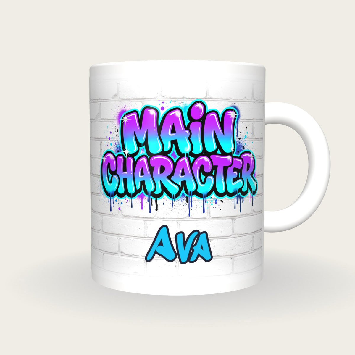 Personalised Main Character Graffiti Mug, front